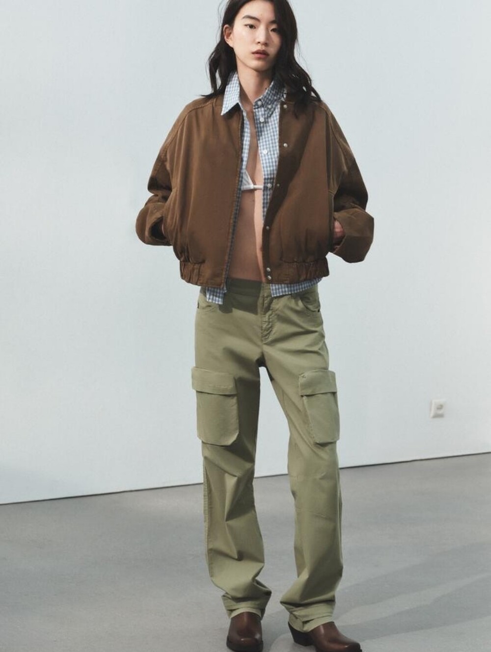 Zara Straight Leg Cargo Pants - Olive Green